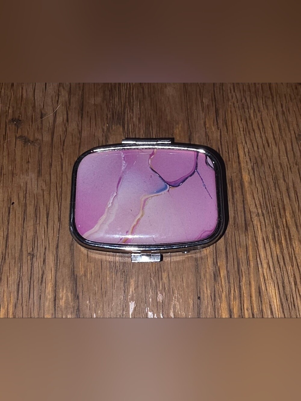 Pink Marble Pill Box 2 Compartment Small Pill Case BNIB